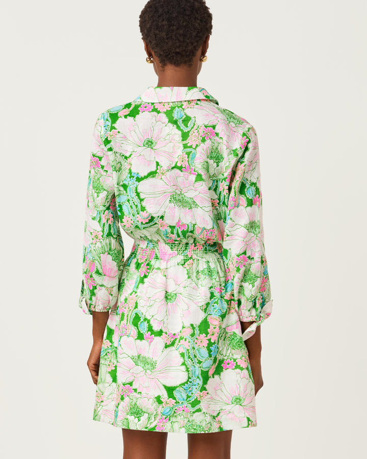 Abralynn Linen Shirtdress - Putting Green Poppyland