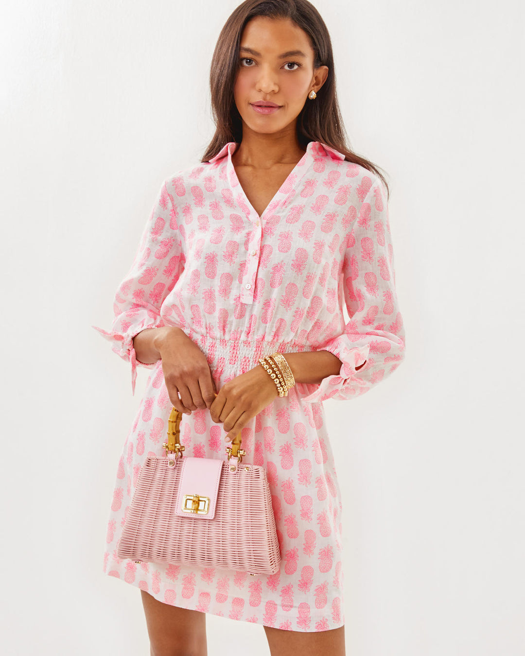 Abralynn Linen Shirt Dress - Rousseau Pink Slice Of Sunshine