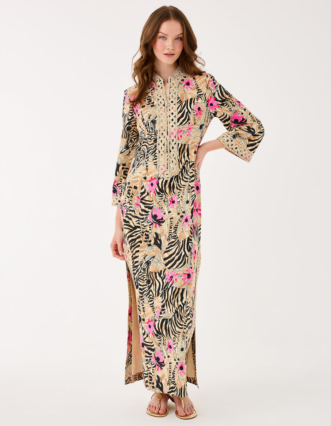 Shealyn 3/4 Sleeve Stretch Maxi Caftan - Rutabaga El Morocco
