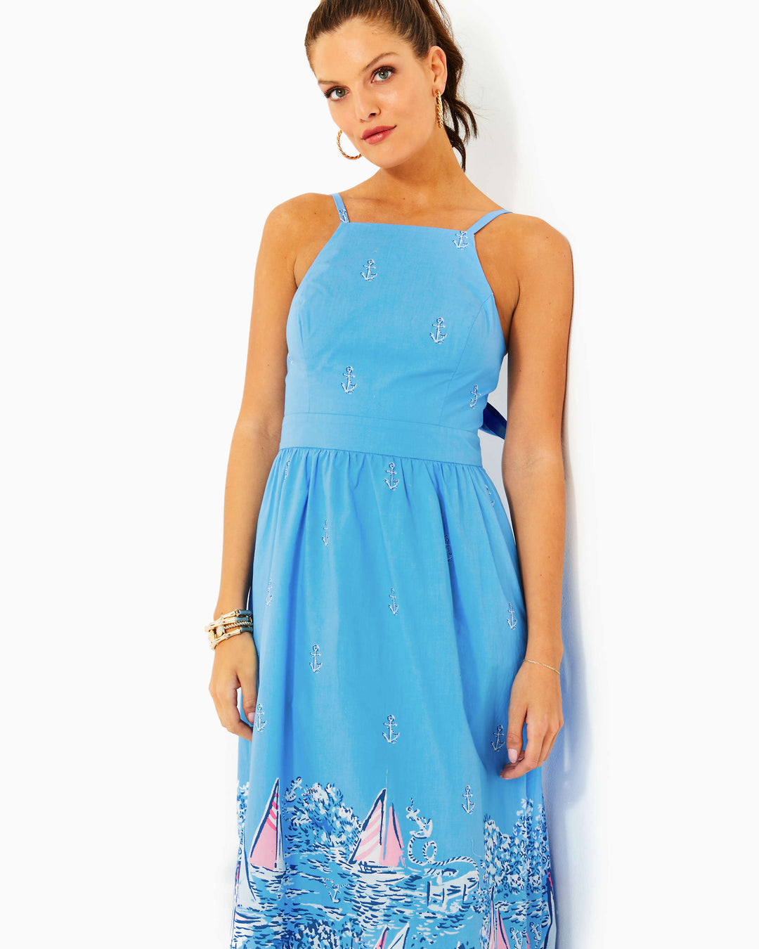 Charlese Cotton Halter Midi Dress