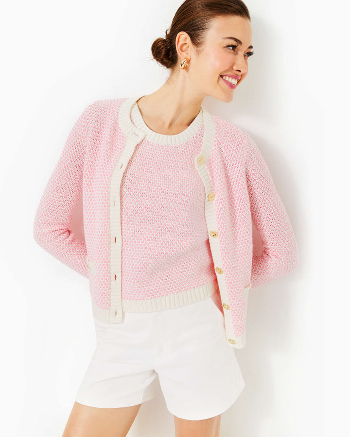 Cavan Sweater Set - Heathered Conch Shell Pink Coastal Check