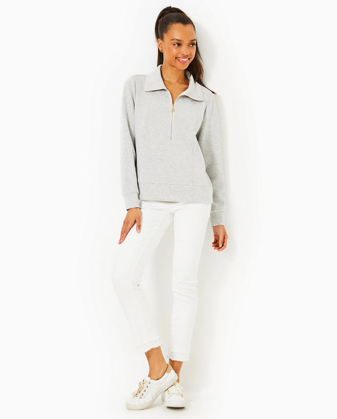 UPF 50+ Eleni Pullover - Heathered Pebble Beach