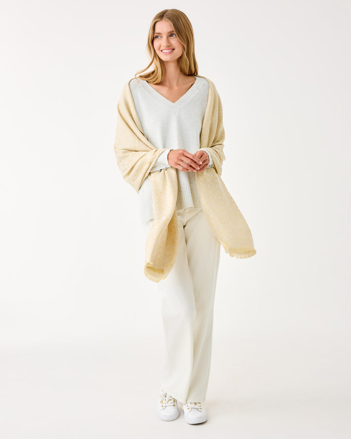 Logo Jacquard Wrap - Wicker Tan X Coconut
