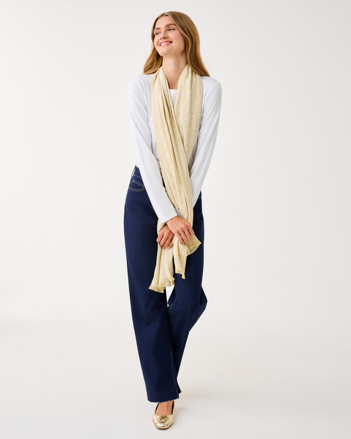 Logo Jacquard Wrap - Wicker Tan X Coconut