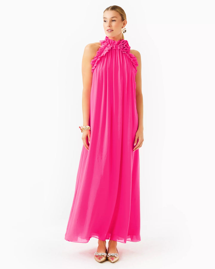 Florian Silk Maxi Dress - Passion Fruit Pink