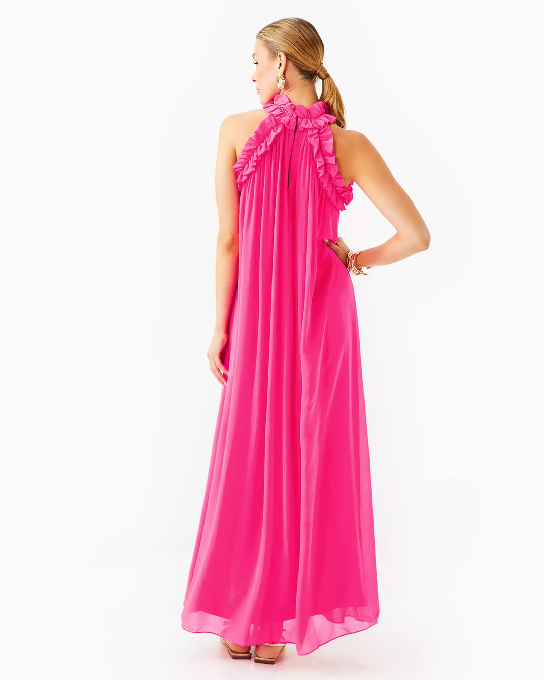 Florian Silk Maxi Dress - Passion Fruit Pink