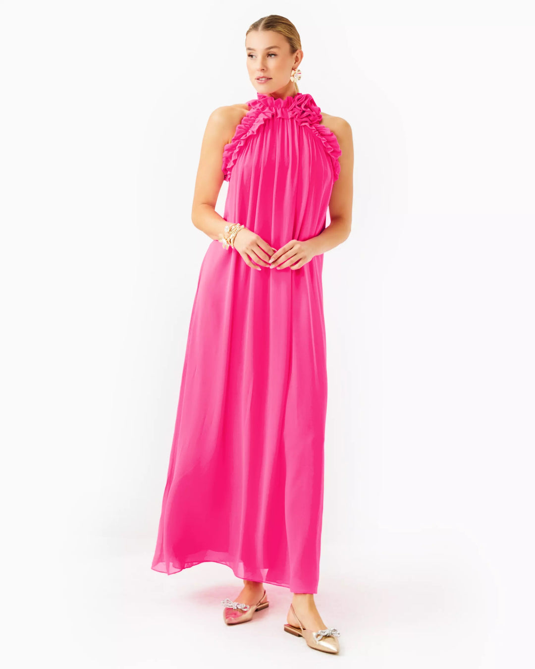 Florian Silk Maxi Dress - Passion Fruit Pink