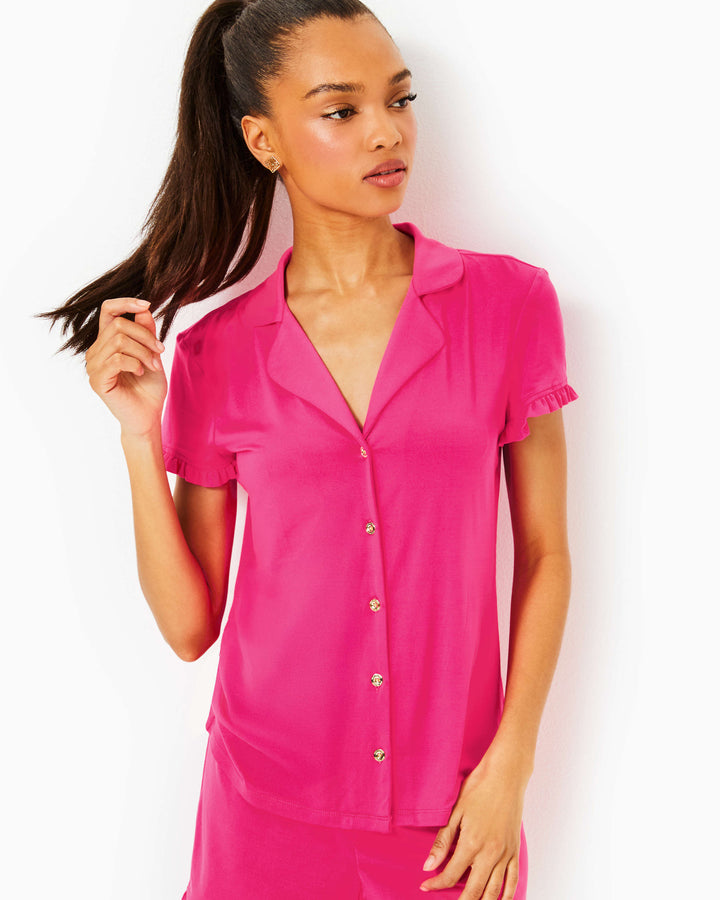 Valaine Pajama Top - Passion Fruit Pink