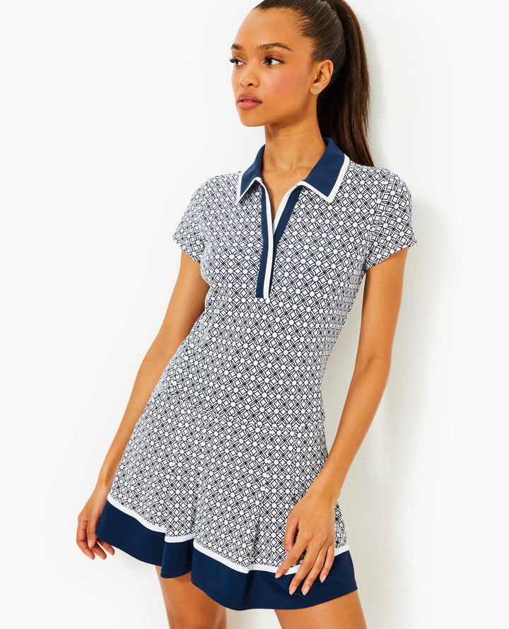 UPF 50+ Luxletic Jessamy Dress - Low Tide Navy X Resort White Butterfly Pattern