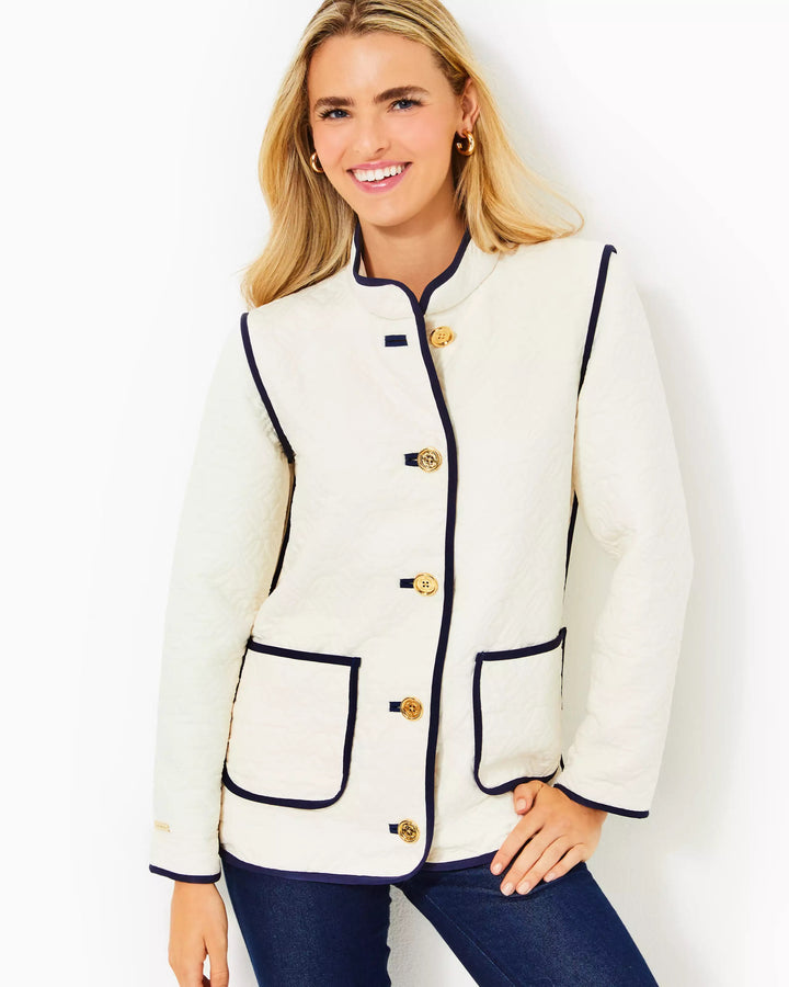 Georgine Quilted Jacket - Coconut Quilted Butterfly Pattern