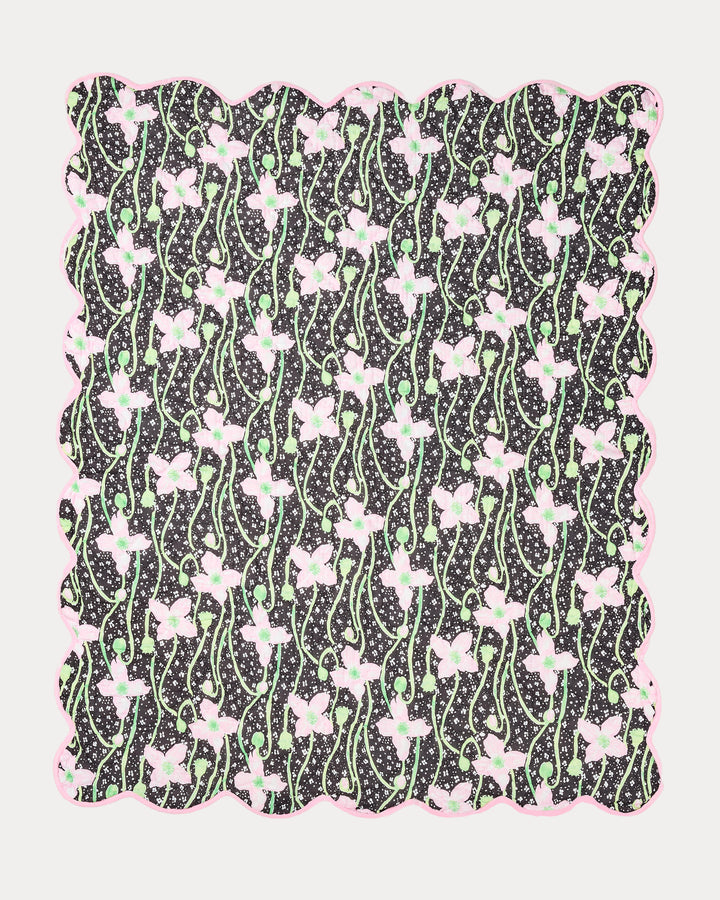 Reversible Cotton Blanket - Onyx Blushing Blooms