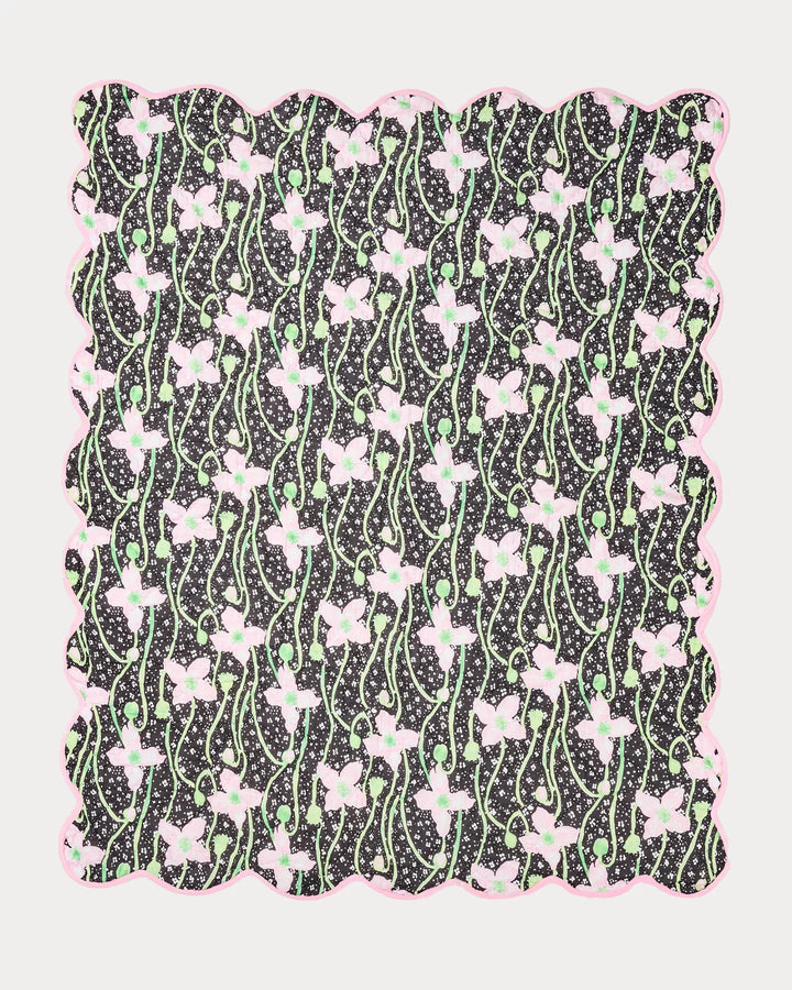 Reversible Cotton Blanket - Onyx Blushing Blooms