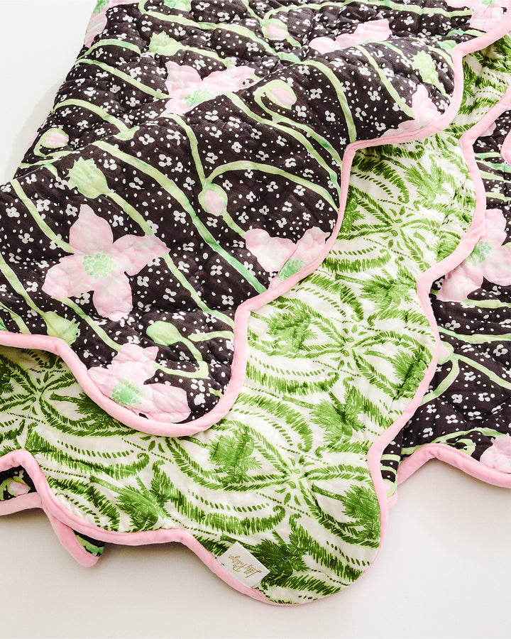 Reversible Cotton Blanket - Onyx Blushing Blooms