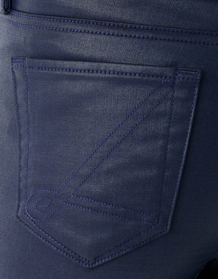 Liza Coated Crop Flare Pant - Low Tide Navy