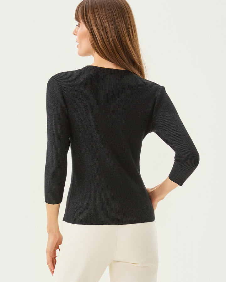 Esli 3/4 Sleeve Sweater - Black Metallic