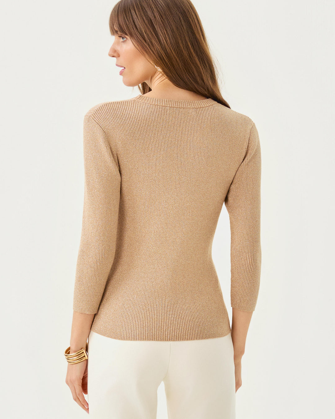 Esli 3/4 Sleeve Sweater - Sand Bar Metallic