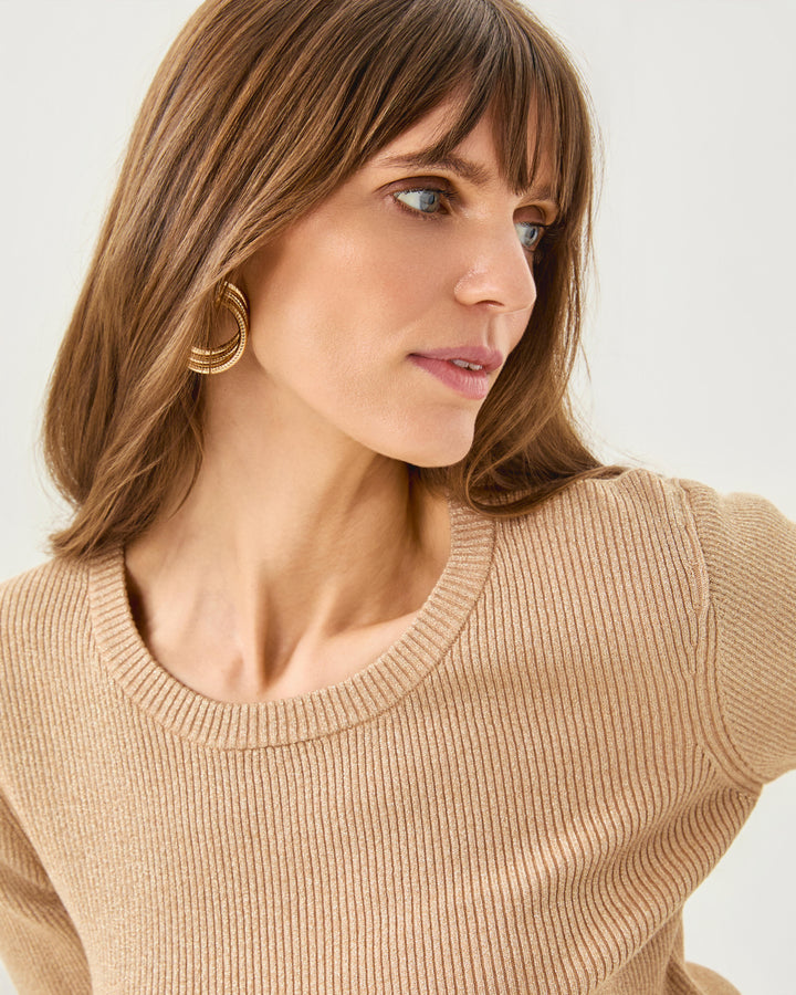 Esli 3/4 Sleeve Sweater - Sand Bar Metallic