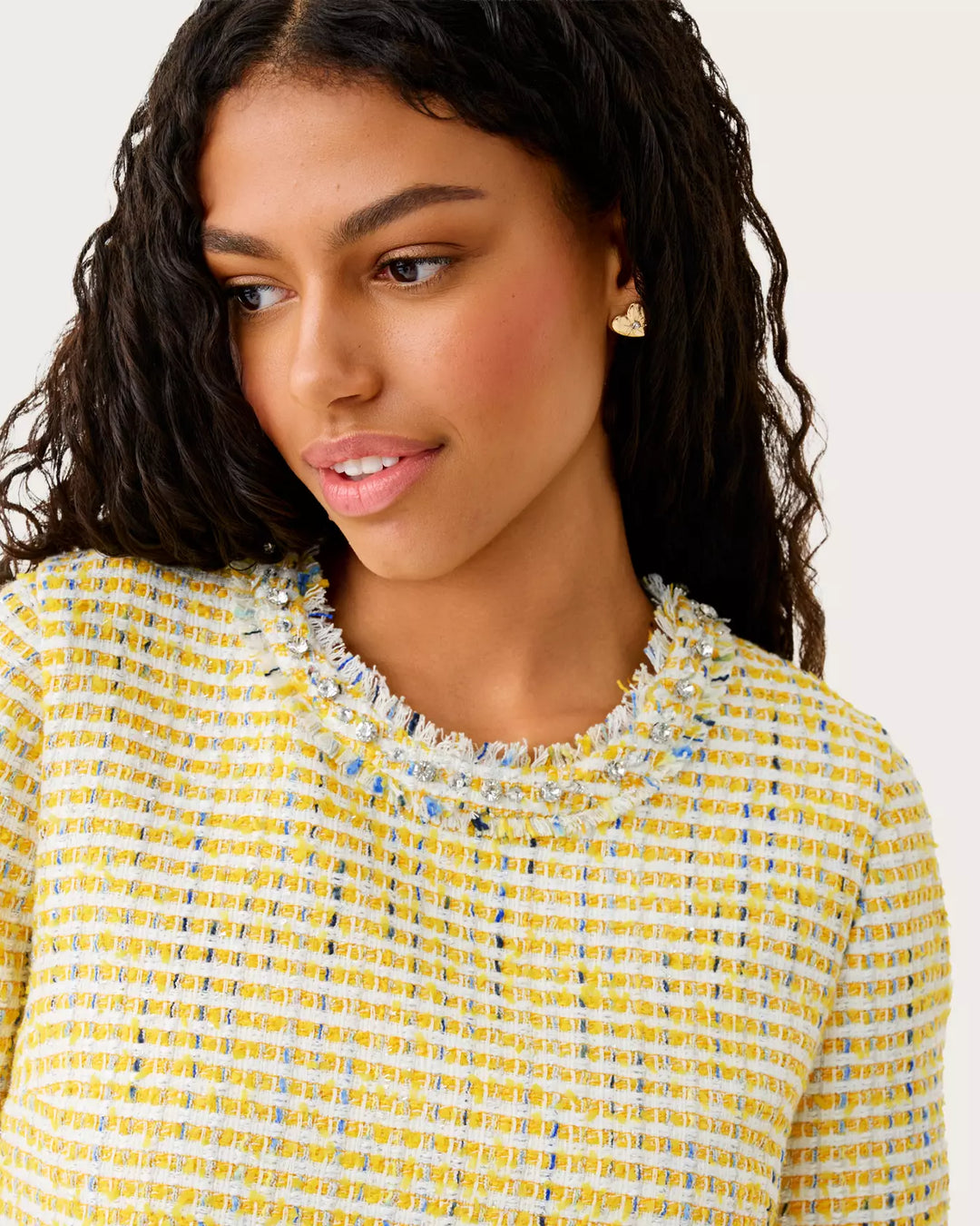 Folie Beaded Boucle Cropped Top