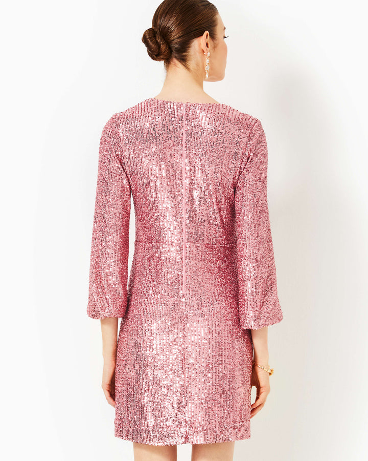 Estrella Sequin Dress - Conch Shell Pink Treasure Box Sequin Knit