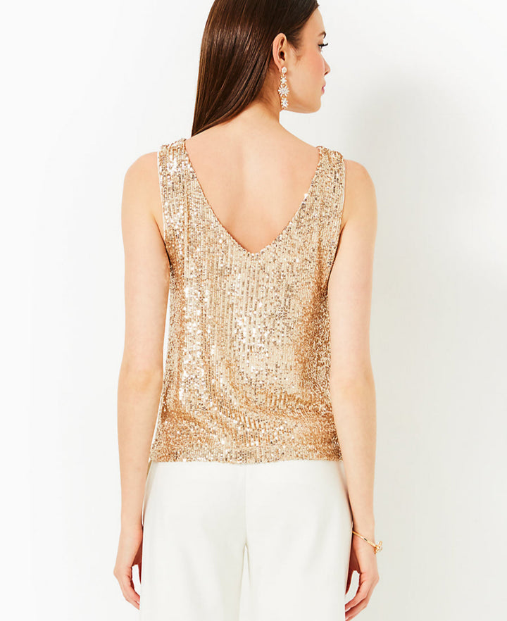 Jaret Knit Top - Gold Metallic