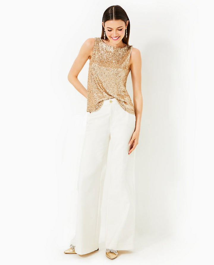 Jaret Knit Top - Gold Metallic