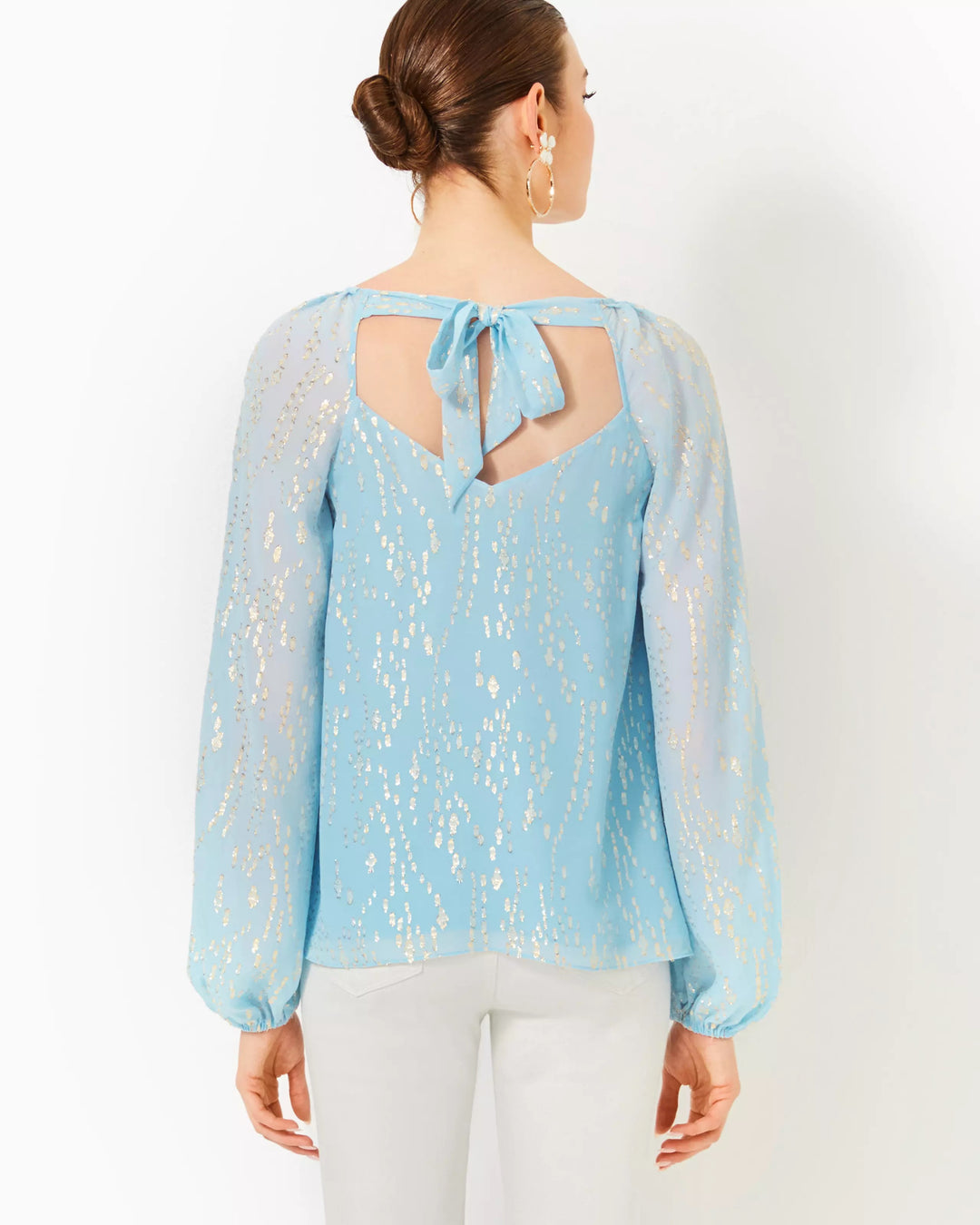 Noraleen Silk Top - Bonaire Blue Fish Clip Chiffon