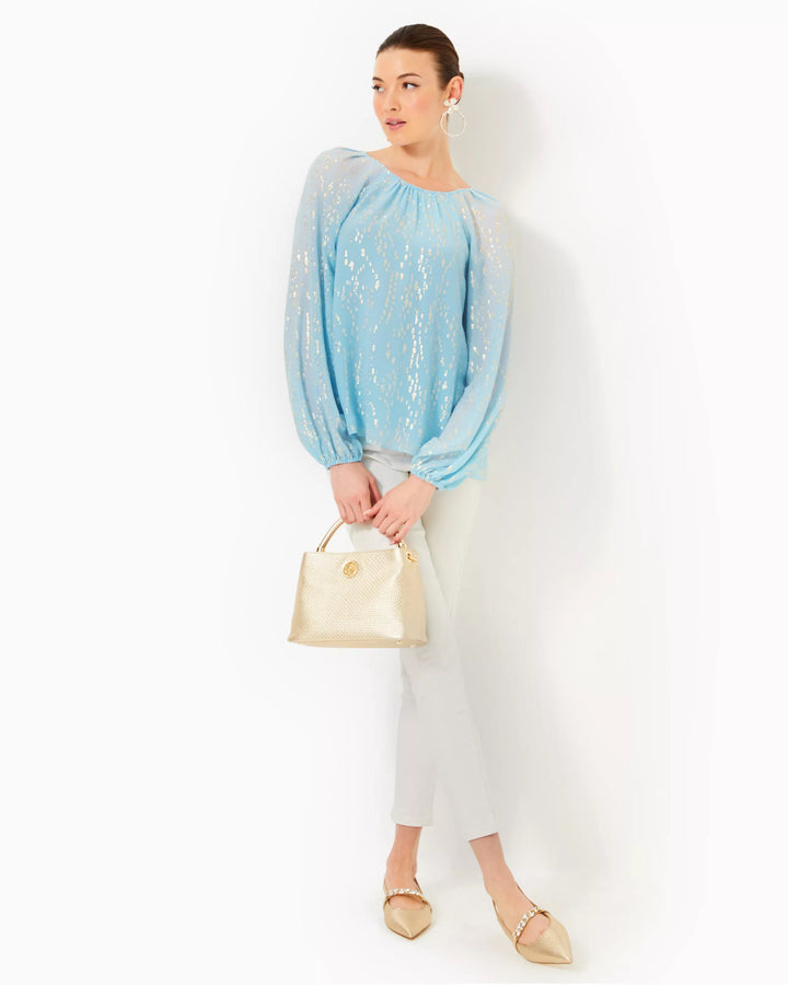 Noraleen Silk Top - Bonaire Blue Fish Clip Chiffon