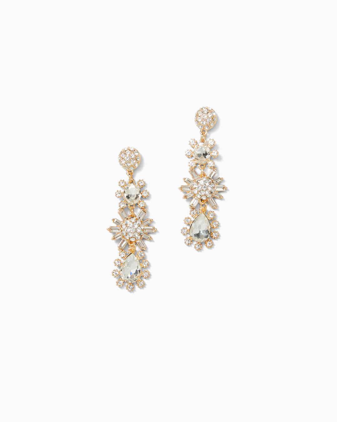 Garden Gems Statement Earrings - Gold Metallic