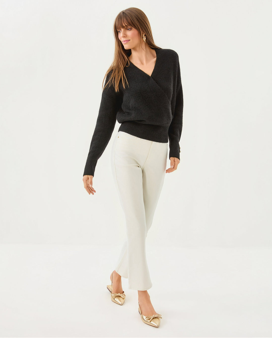 Liza Shimmer Crop Flare Pant - Coconut Metallic