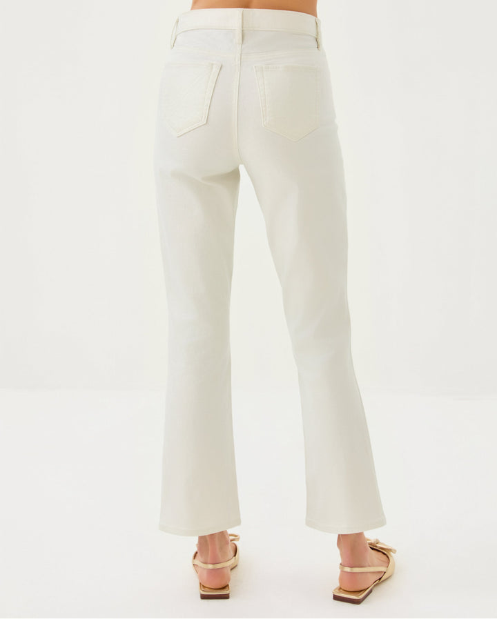 Liza Shimmer Crop Flare Pant - Coconut Metallic
