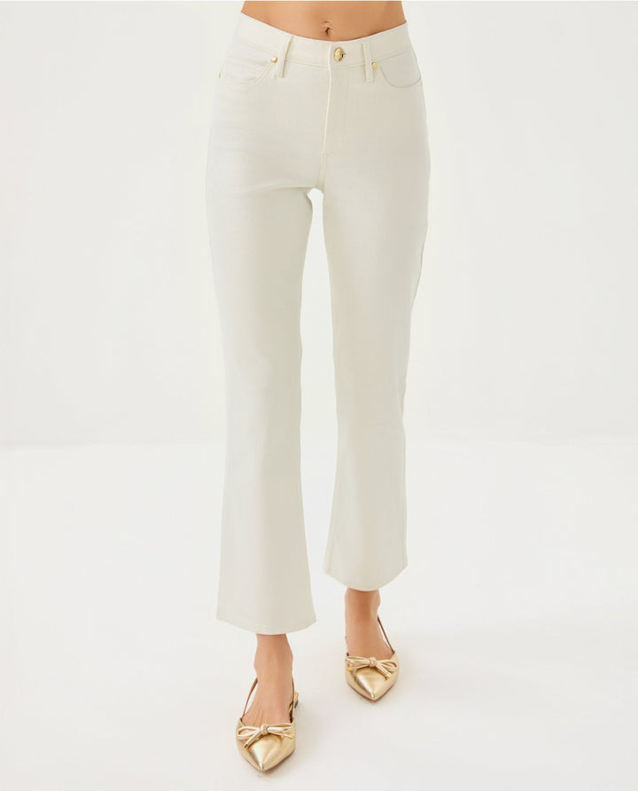 Liza Shimmer Crop Flare Pant - Coconut Metallic