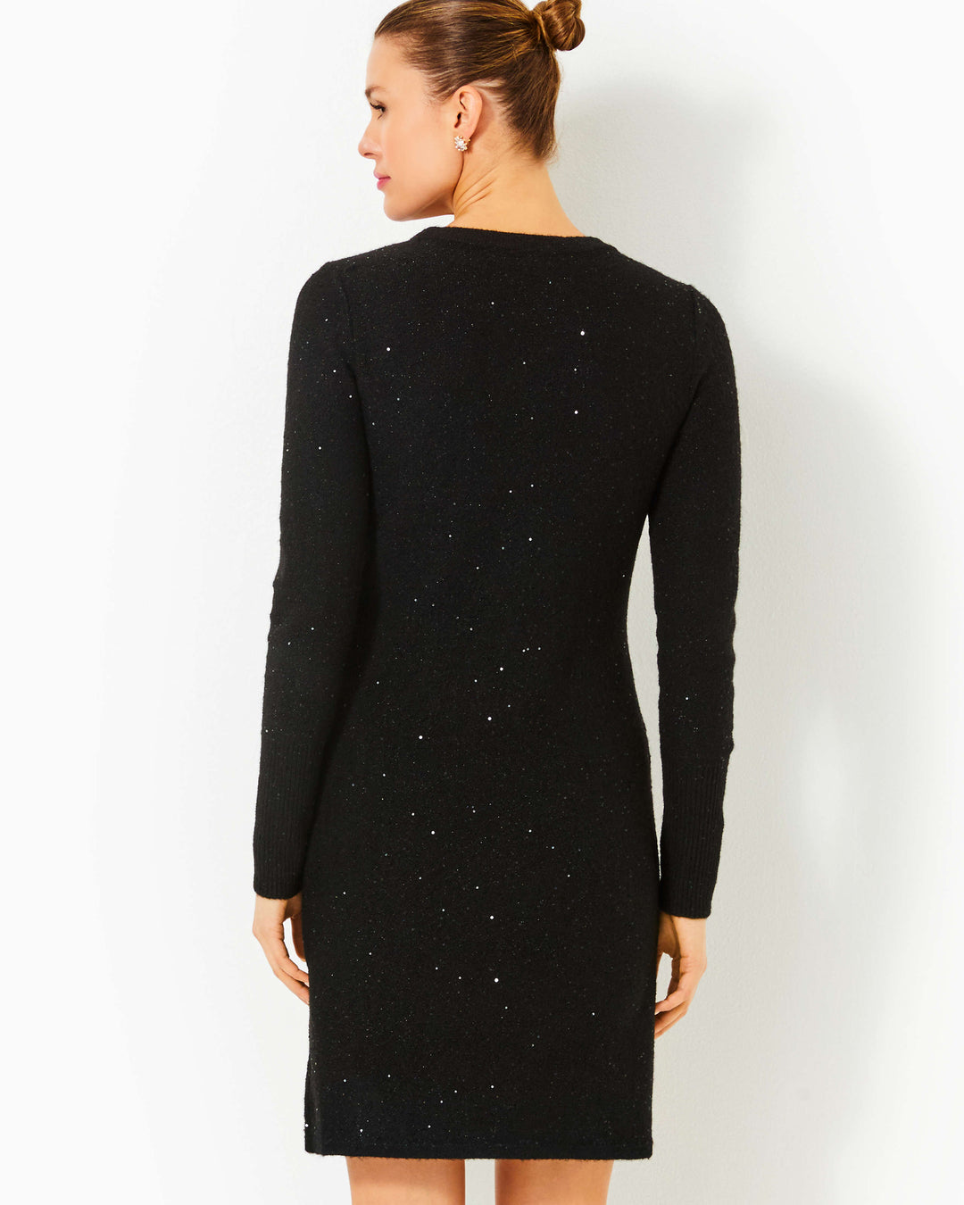 Morgen Sequin Sweater Dress - Black Metallic