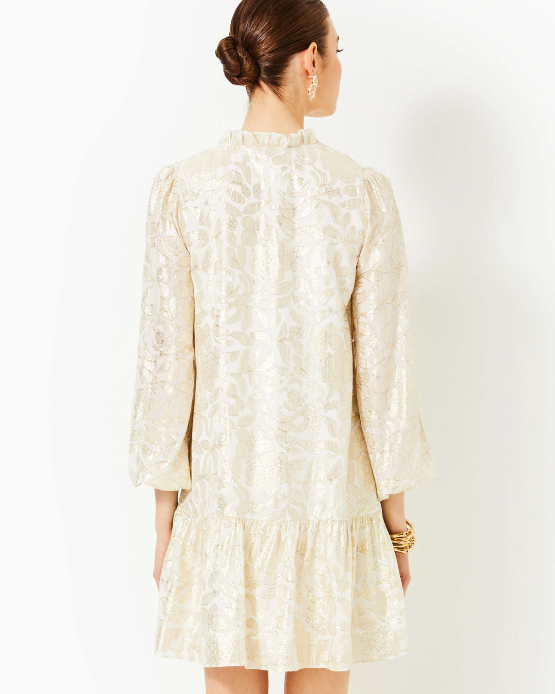 Evaline Silk Dress - Coconut Floral Bloom Silk Clip