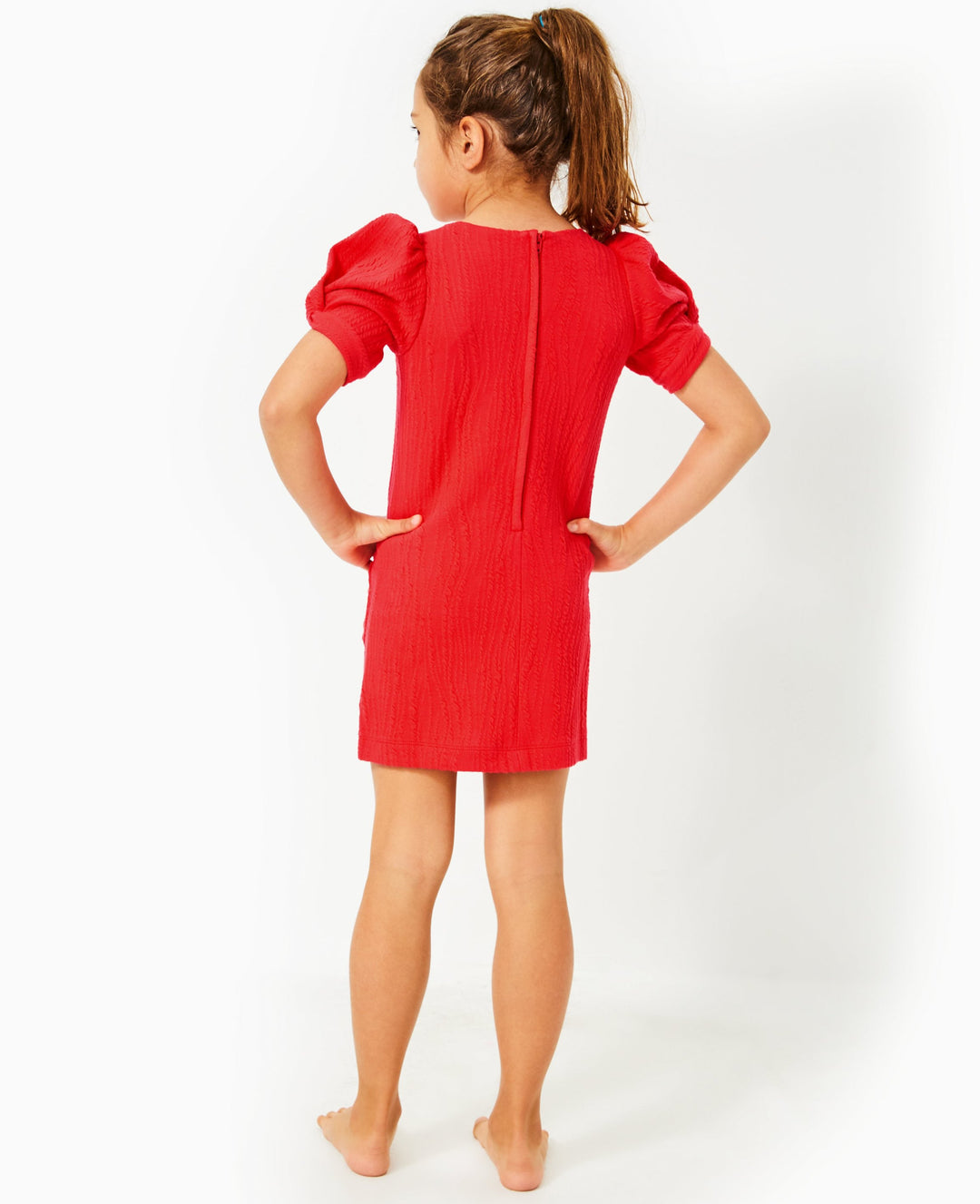 Taslim Shift Dress - Rococo Red Wavy Knit Jacquard