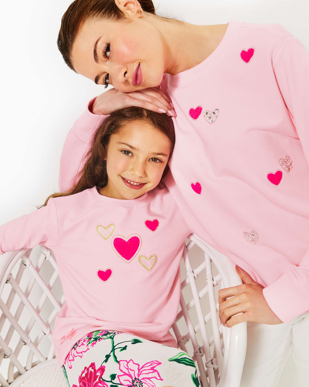 Girls Mini Ballad Sweatshirt - Conch Shell Pink Hearts