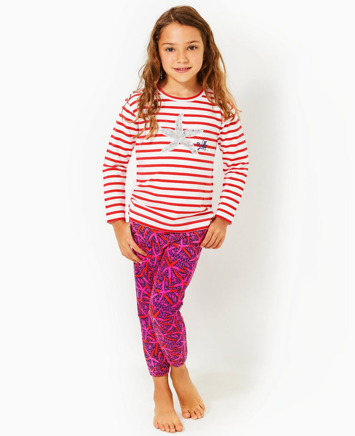 Girls Mini Ballad Sweatshirt - Rococo Red Coastal Stripe