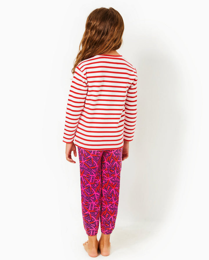 Girls Mini Ballad Sweatshirt - Rococo Red Coastal Stripe