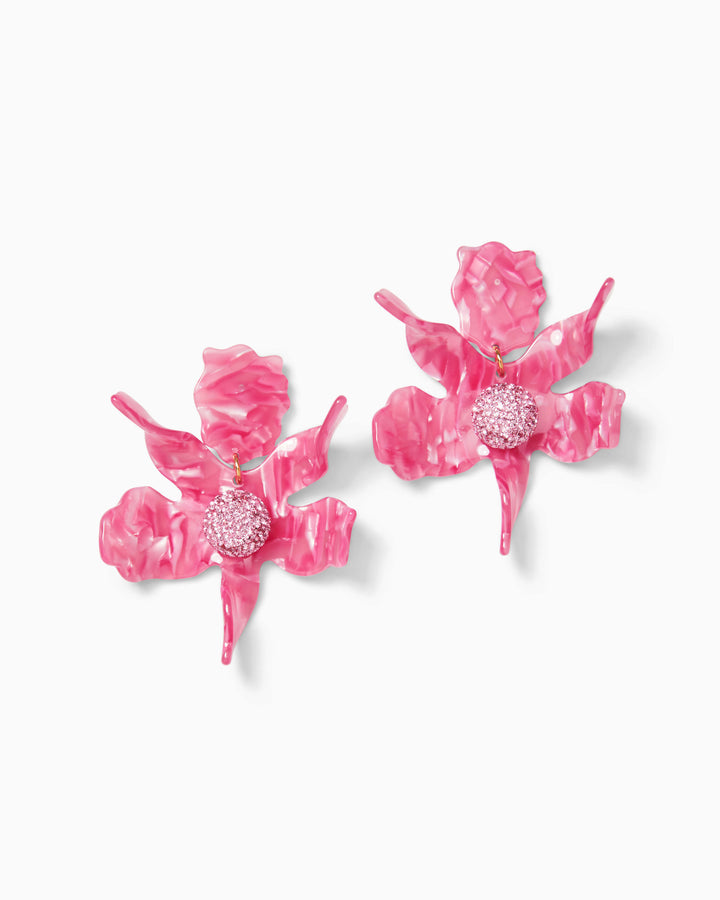 Lilly x Lele Crystal Lily Earrings - Passion Fruit Pink