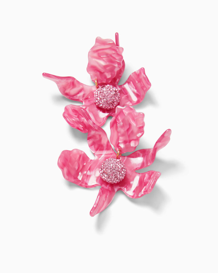 Lilly x Lele Crystal Lily Earrings - Passion Fruit Pink