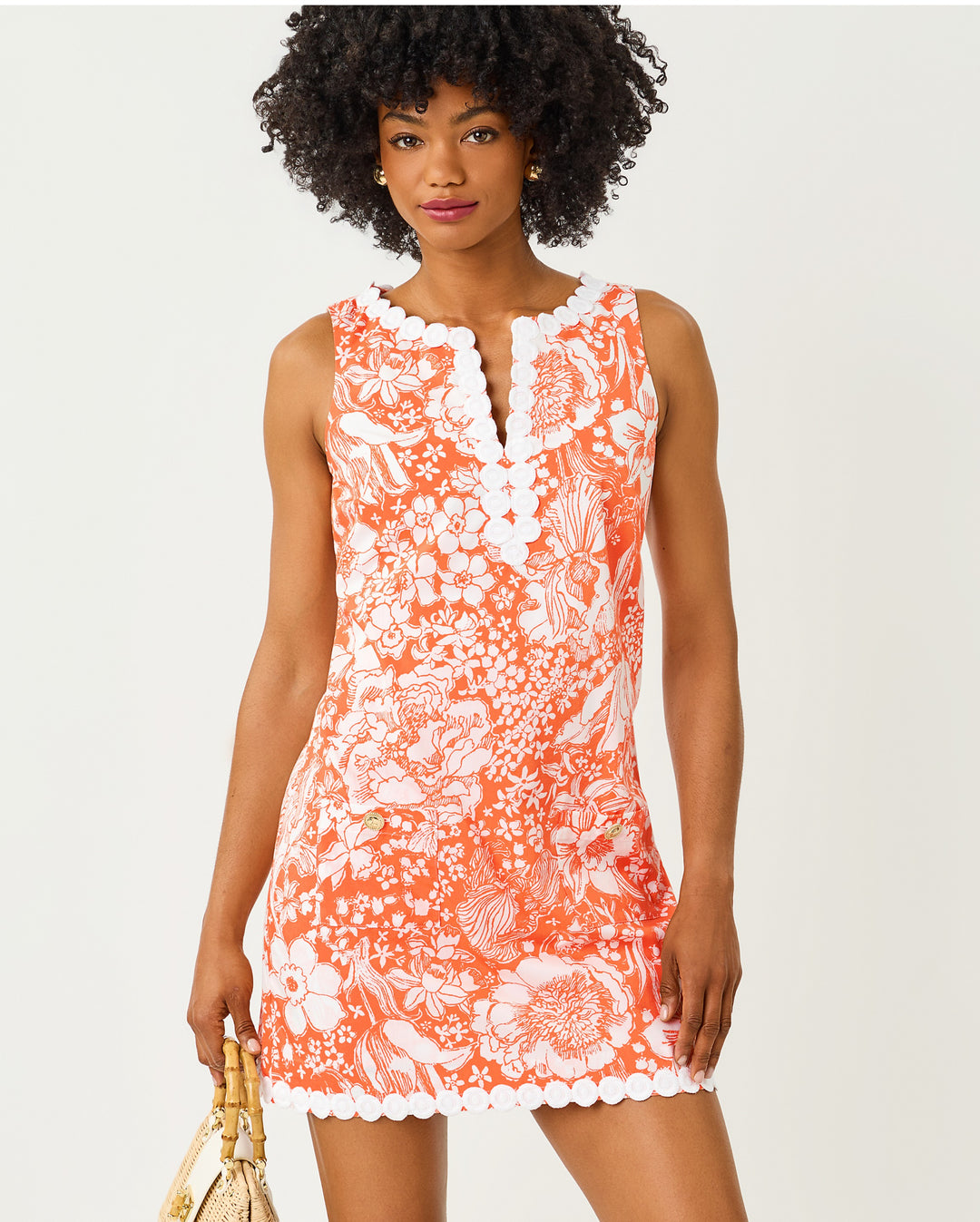 Romey Shift Romper - Sunset Orange Budding Romance