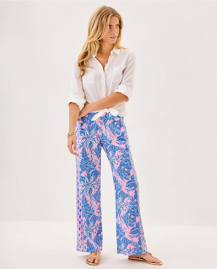 Bal Harbour Stretch Palazzo Pant - Conch Shell Pink Up Scale