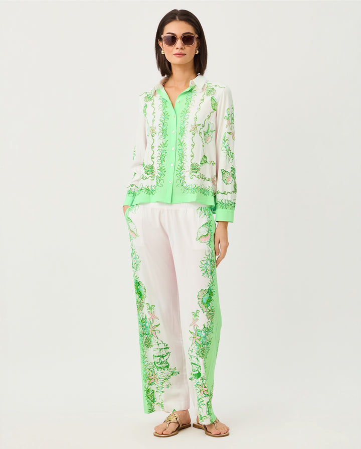 Bal Harbour Stretch Palazzo Pant - Resort White Ship To Shore Engineered