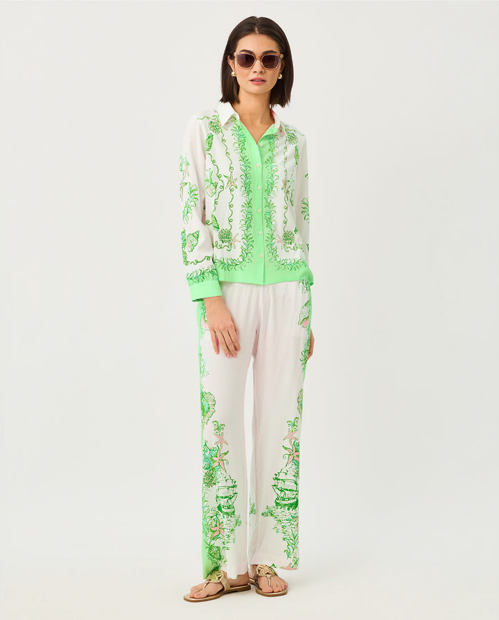 Bal Harbour Stretch Palazzo Pant - Resort White Ship To Shore Engineered