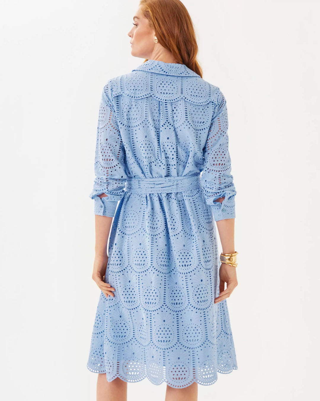 Eira Midi Shirtdress -  Jacaranda Blue Pineapple Tile Eyelet