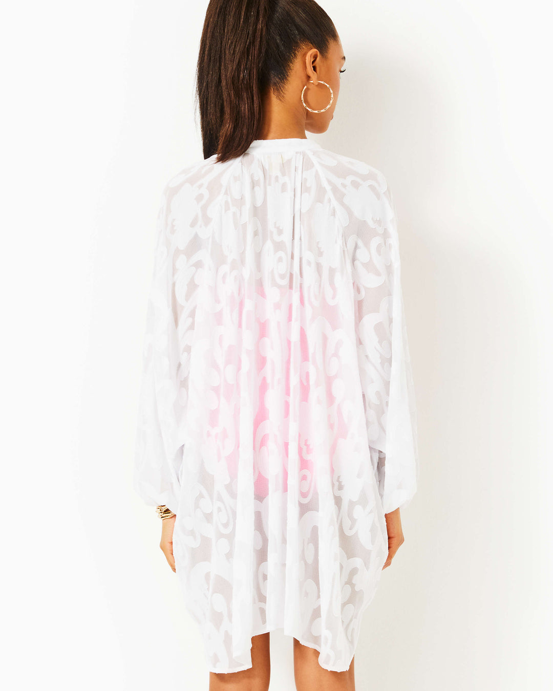 Andrae Cover-Up - Resort White Poly Crepe Swirl Clip