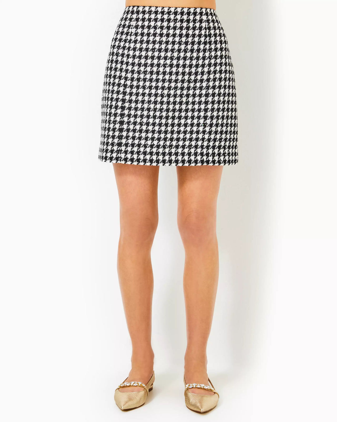 Kels Mini Skirt - Noir Houndstooth Sequin Boucle