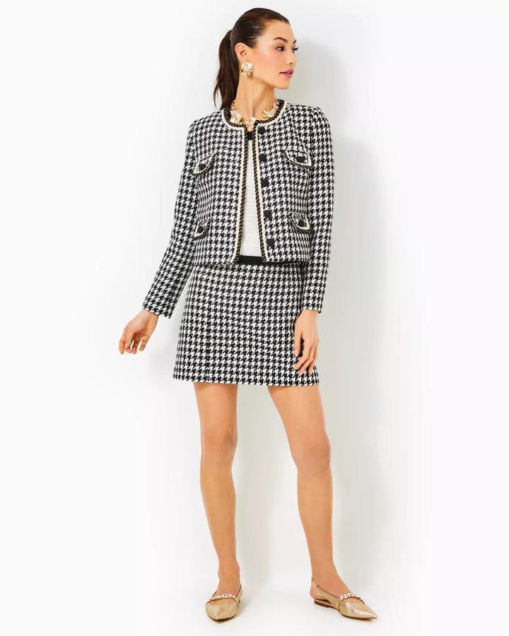 Kels Mini Skirt - Noir Houndstooth Sequin Boucle