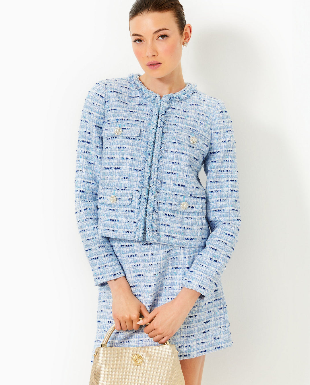 Kavita Boucle Jacket - Bonaire Blue Coastal Vibes