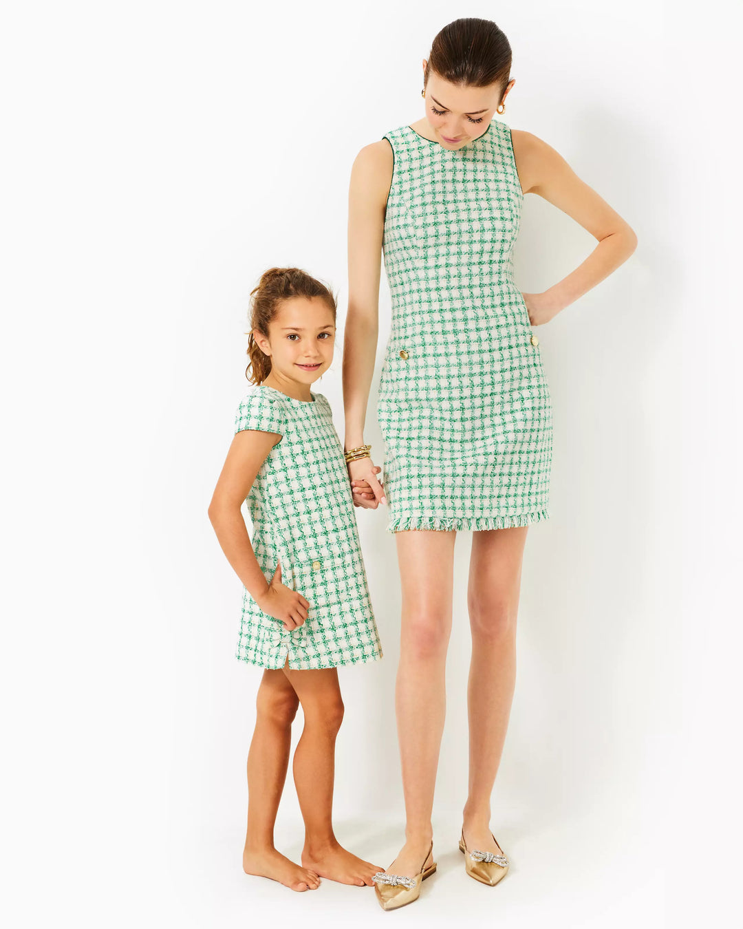 Girls Little Lilly Short Sleeve Shift Dress - Fiddle Leaf Green