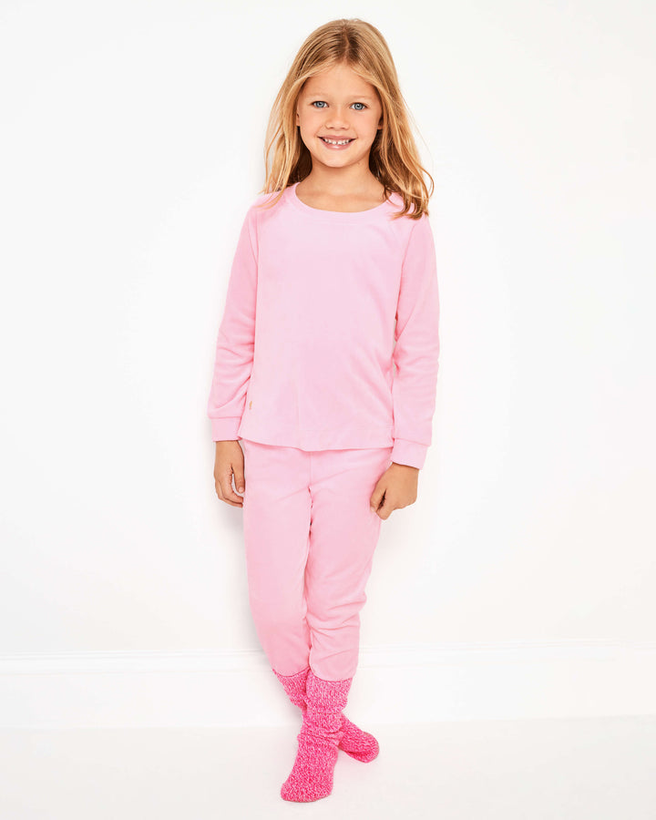 Girls Mini Ciana Velour Top - Conch Shell Pink